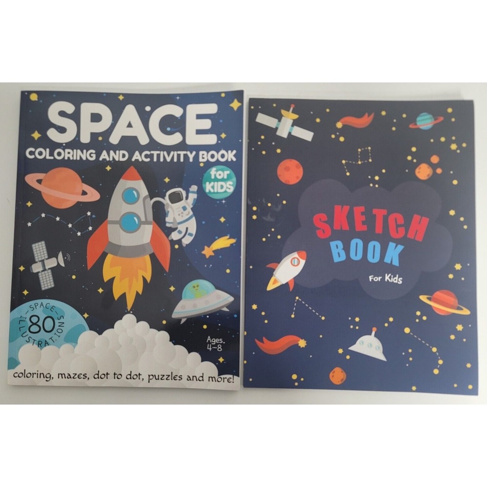 Space Coloring and Activity Book for Kids and Sketch Pad for Drawing NEW Puzzles